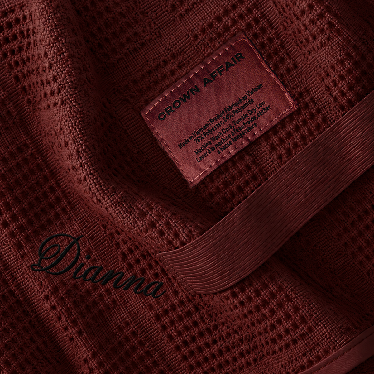 The Towel Embroidery | bordeaux | black